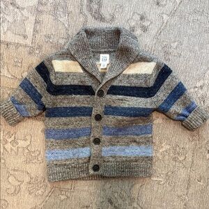 Baby GAP Gray and Blue Striped Cardigan Sweater Size 6-12 Months